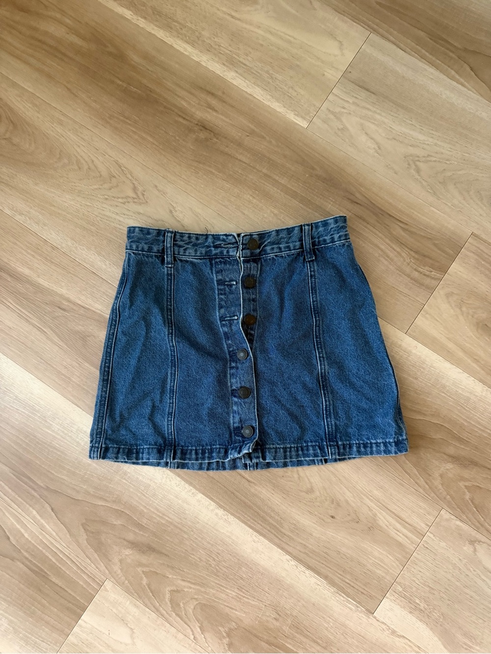 Forever 21 Blue Button-Front Denim Mini Skirt